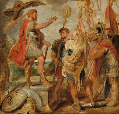 Decius Mus spreekt de legioenen toe door Peter Paul Rubens